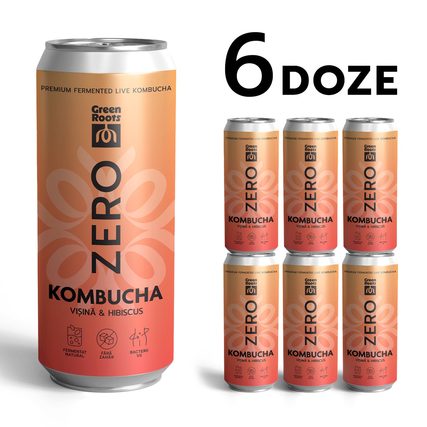 Kombucha ZERO sugar - Visina & Hibiscus, 6 pack