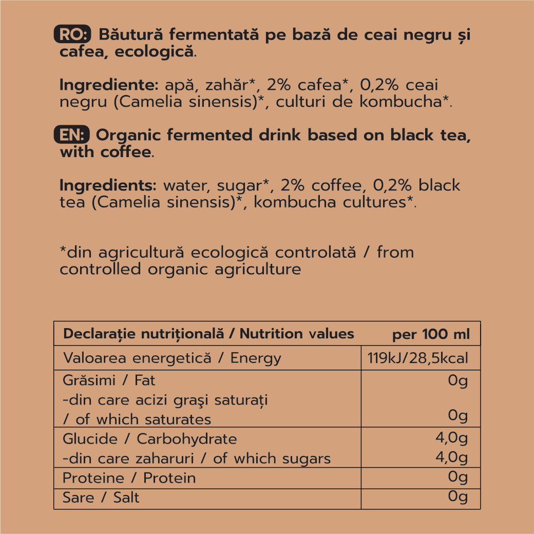 Kombucha COLD BREW Cafea și ceai negru