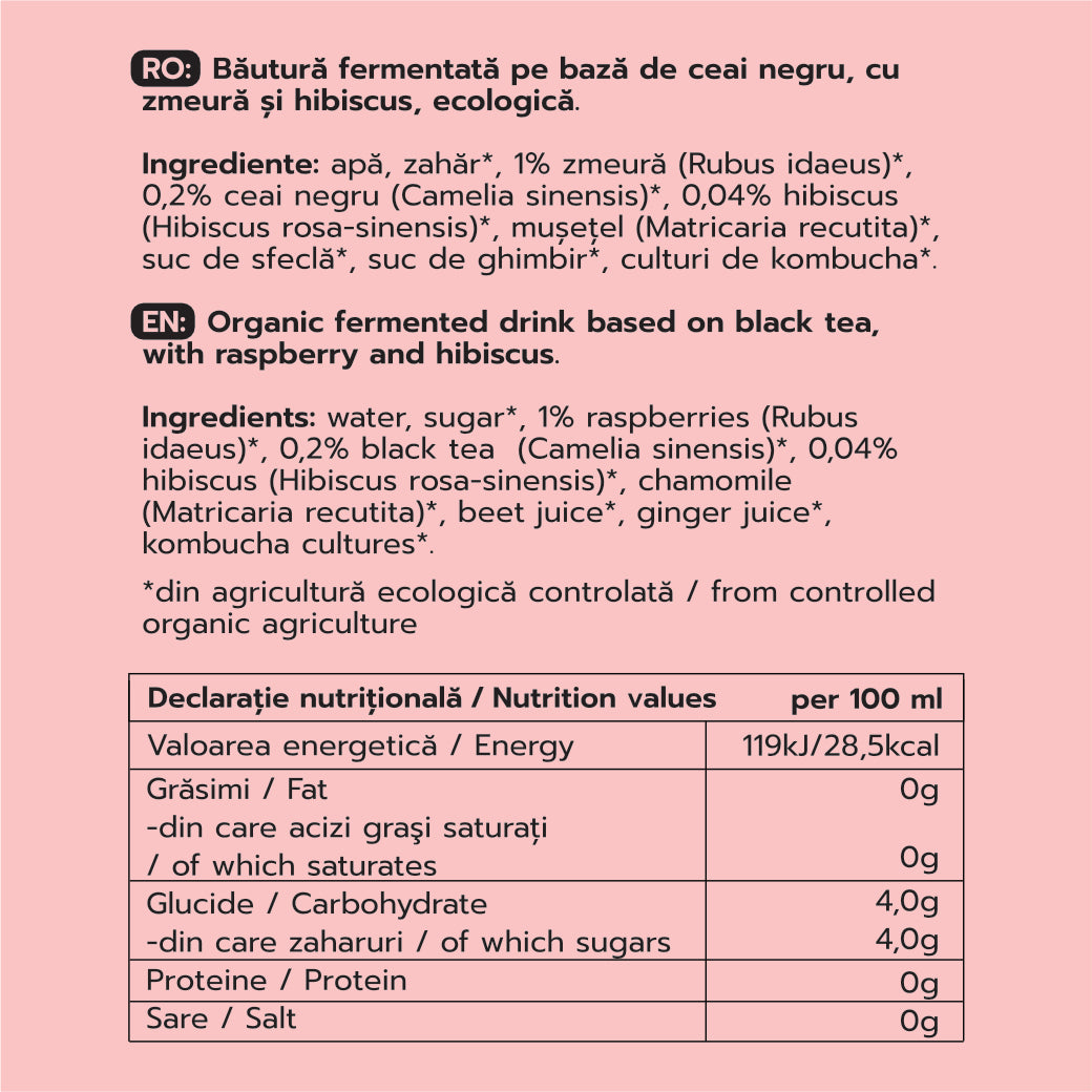 Pachet 24x Kombucha (2 gratuite) - 6 Arome (4x din fiecare sortiment) + Transport Gratuit