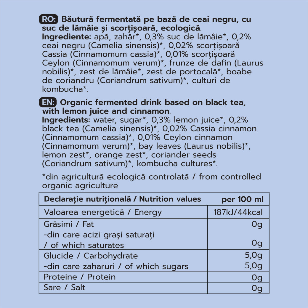 Pachet 24x Kombucha (2 gratuite) - 6 Arome (4x din fiecare sortiment) + Transport Gratuit
