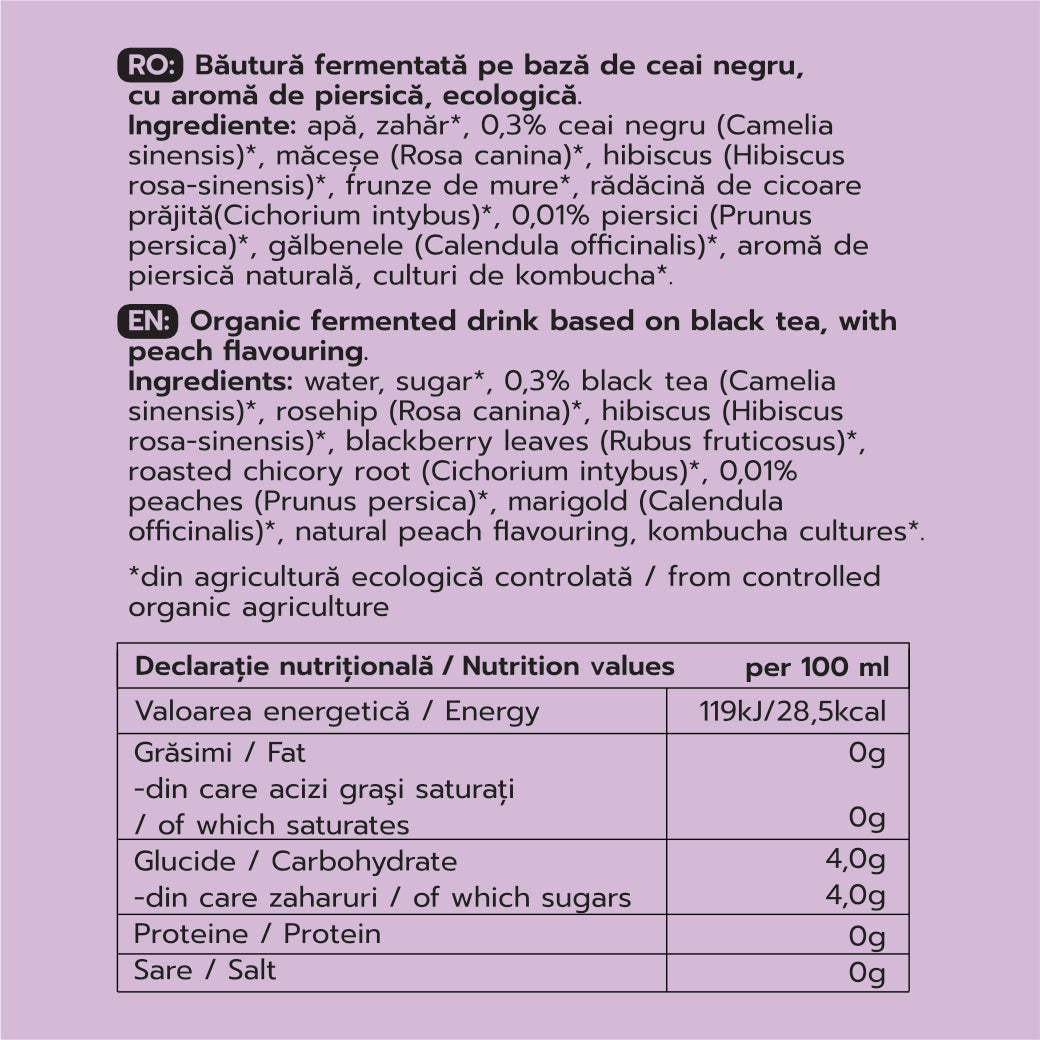 Kombucha ICE TEA Ceai Negru și piersică
