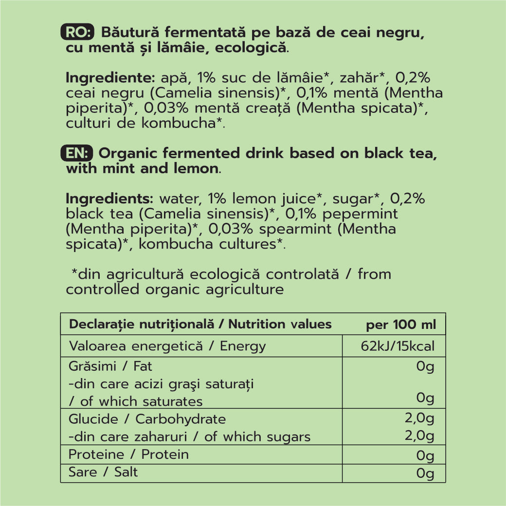 Pachet 24x Kombucha (2 gratuite) - 6 Arome (4x din fiecare sortiment) + Transport Gratuit