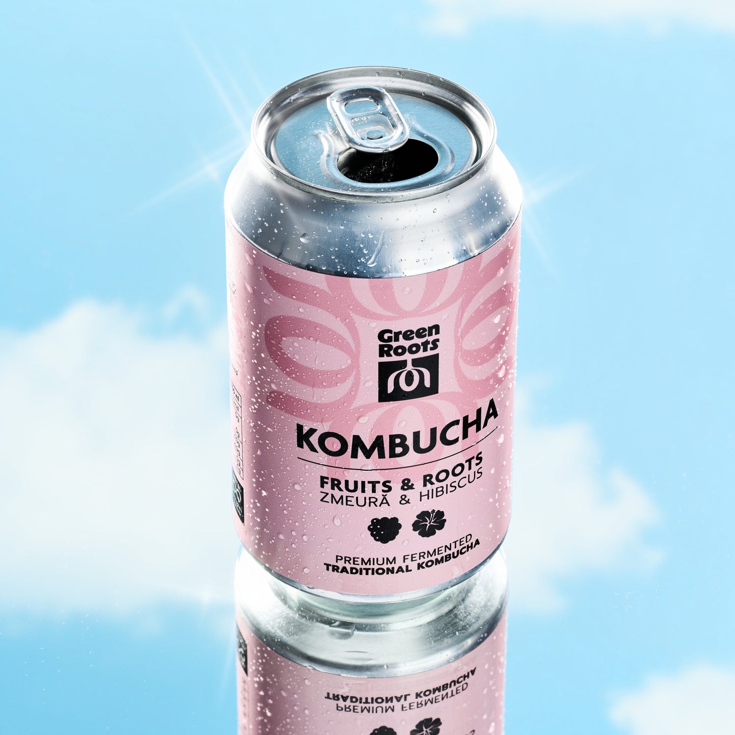 Kombucha FRUITS & ROOTS Zmeură și Hibiscus