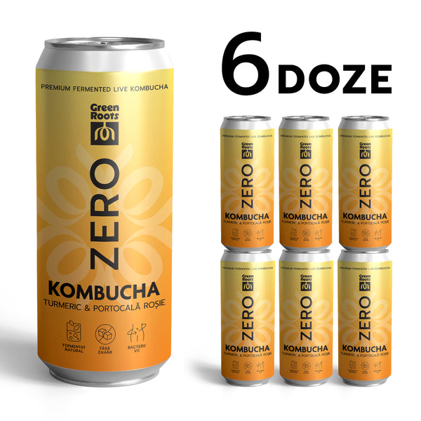 Kombucha ZERO sugar - Turmeric & Portocală Roșie, 6 pack