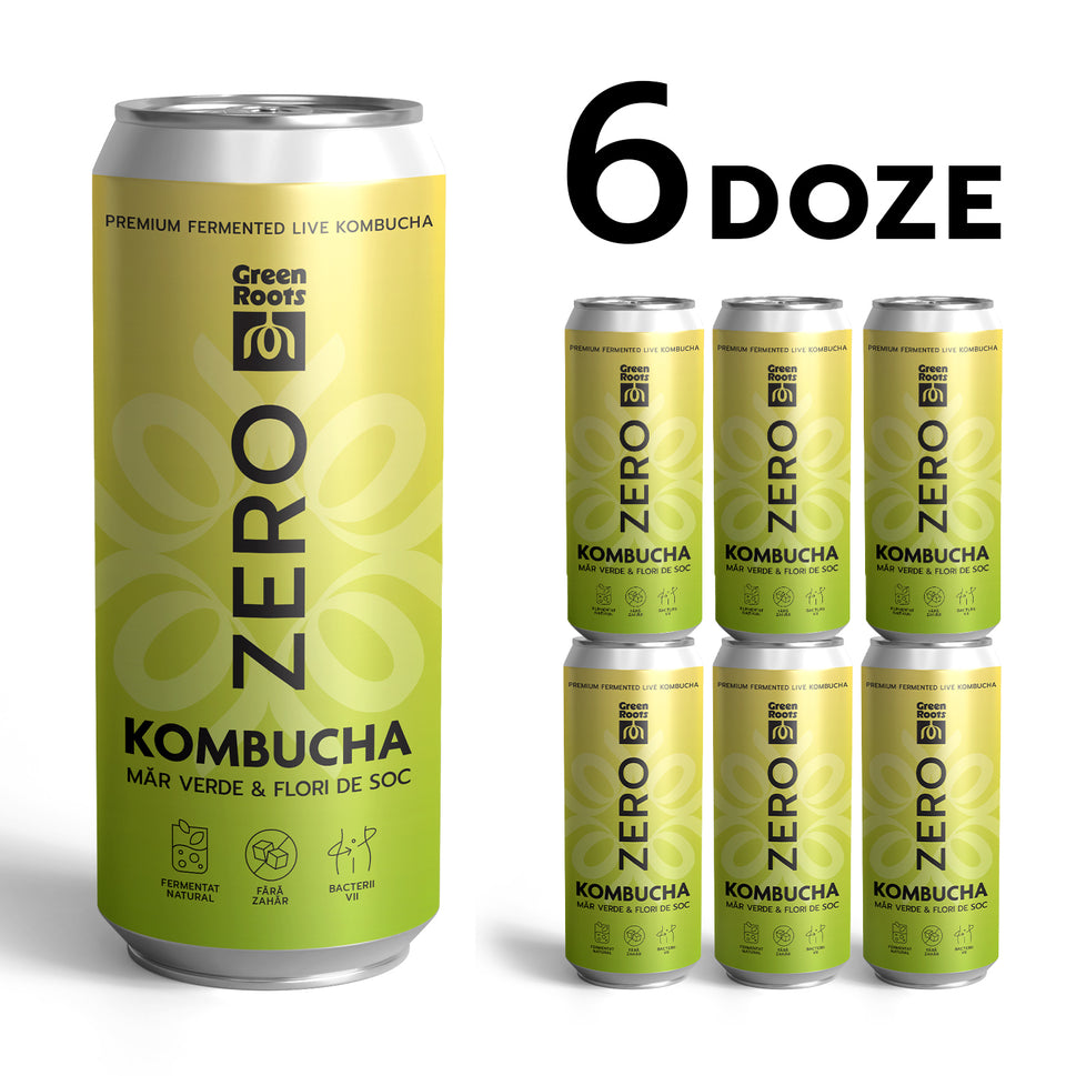 Kombucha ZERO sugar - Mar verde & Flori de soc, 6 pack