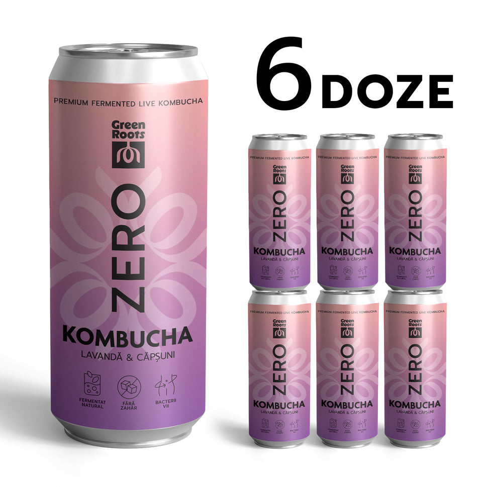 Kombucha ZERO sugar - Lavanda & Capsuni, 6 pack