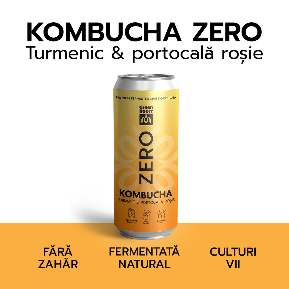 ECO Kombucha ZERO zahar TURMERIC & PORTOCALĂ ROȘIE