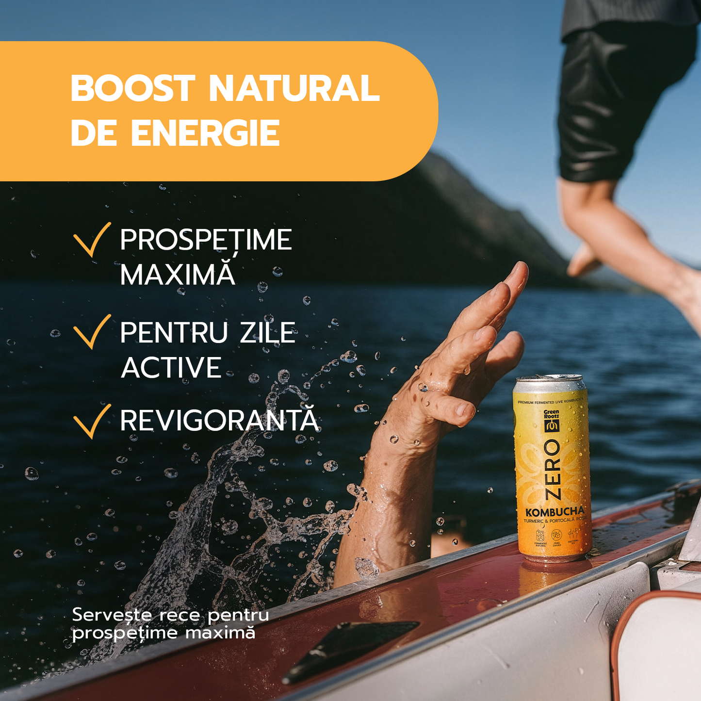 ECO Kombucha ZERO zahar TURMERIC & PORTOCALĂ ROȘIE