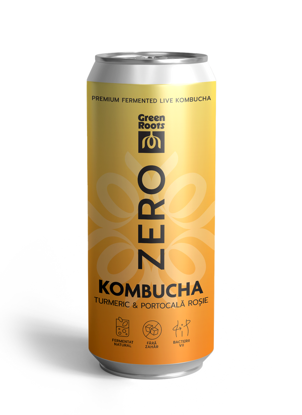 Kombucha ZERO zahar TURMERIC & PORTOCALĂ ROȘIE